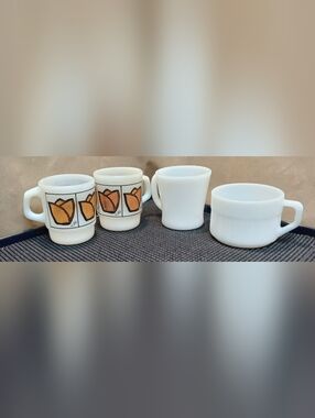 Anchor Hocking White Milk Glass Mugs